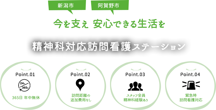 今を支え 安心できる生活を 精神科対応訪問看護ステーション